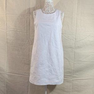 Adrianna Papell white tonal embroidered cotton lined sleeveless dress size 8